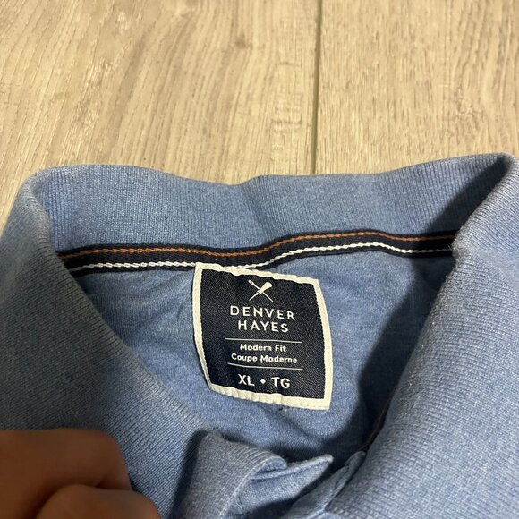 Denver Hayes XL Light Blue Stretch Polo Shirt - Modern Fit - Picture 2 of 5